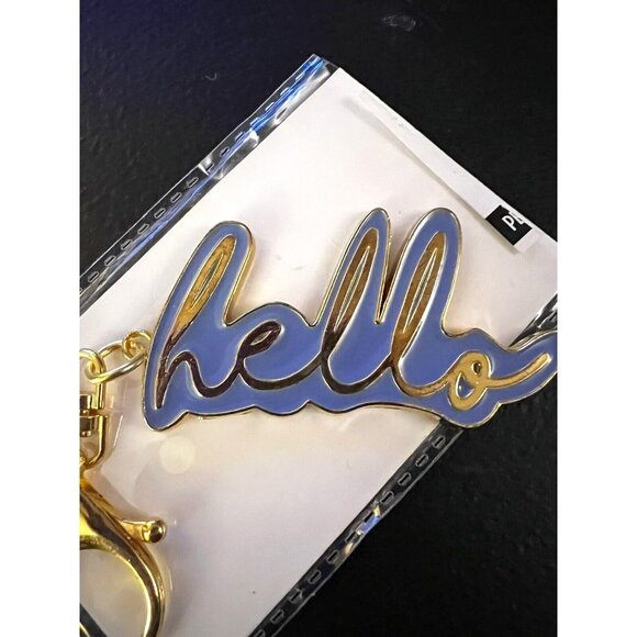 Gold & Blue HELLO Key Chain - Picture 1 of 5